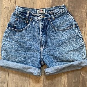 VTG Stefano Acid Wash Jean Shorts Hi Rise Waist